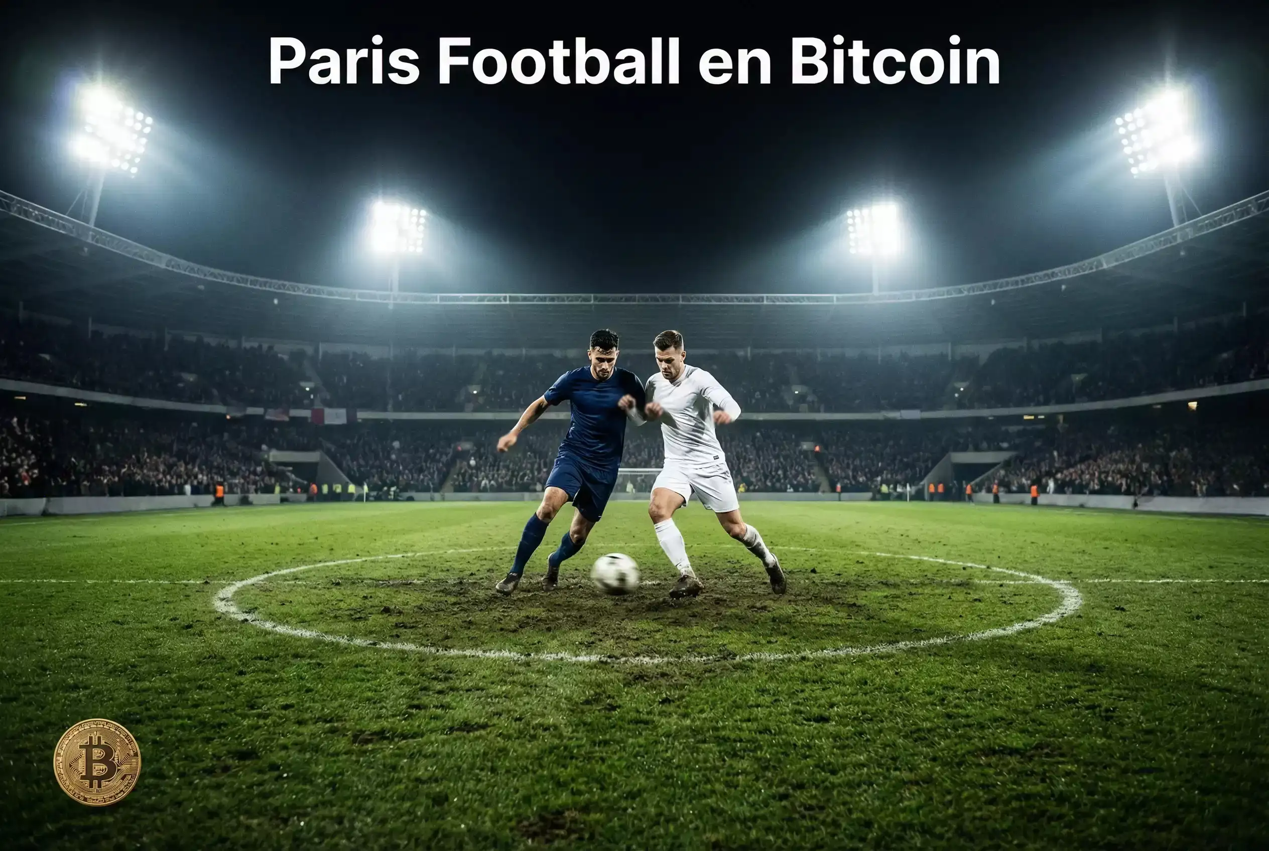Parieur regardant un match de football en direct pour parier en Bitcoin