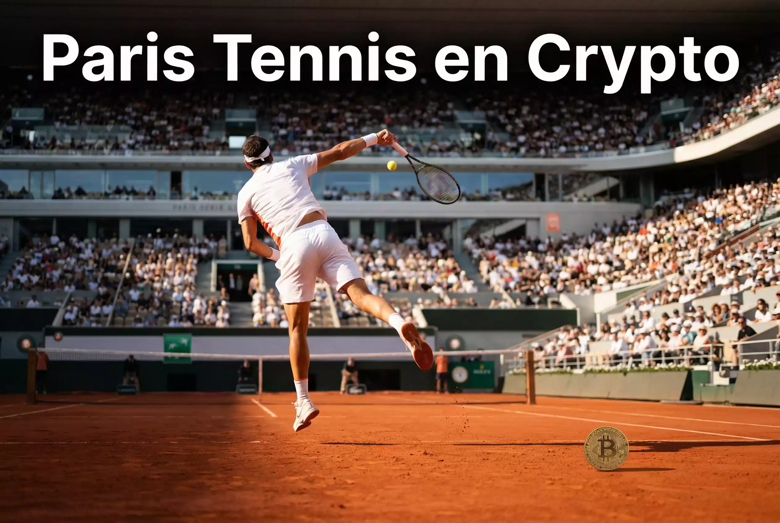 Joueur de tennis en action sur court en herbe pour les paris en Bitcoin